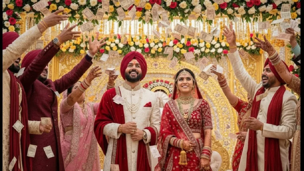 Punjabi Wedding Viral Video: বধূবরণ নাকি টাকার বৃষ্টি? সমাজ মাধ্যমের ভাইরাল ভিডিয়ো ঘিরে চাঞ্চল্য 1 Punjabi Wedding Viral Video
