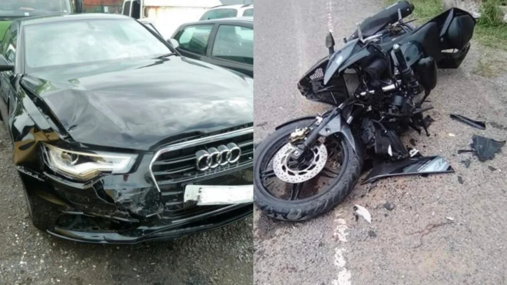 audi car and bike collided