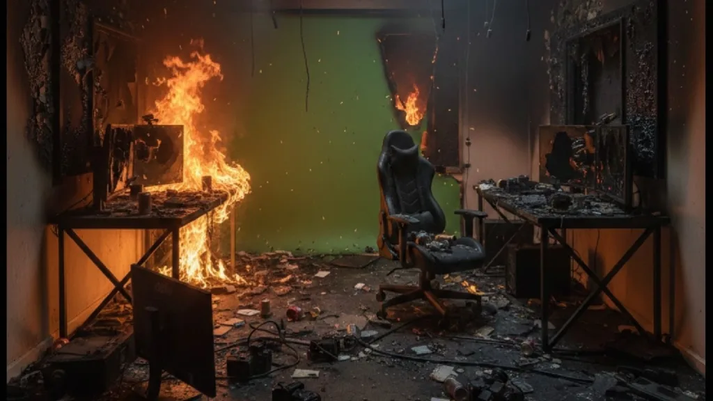 fire on youtubers studio