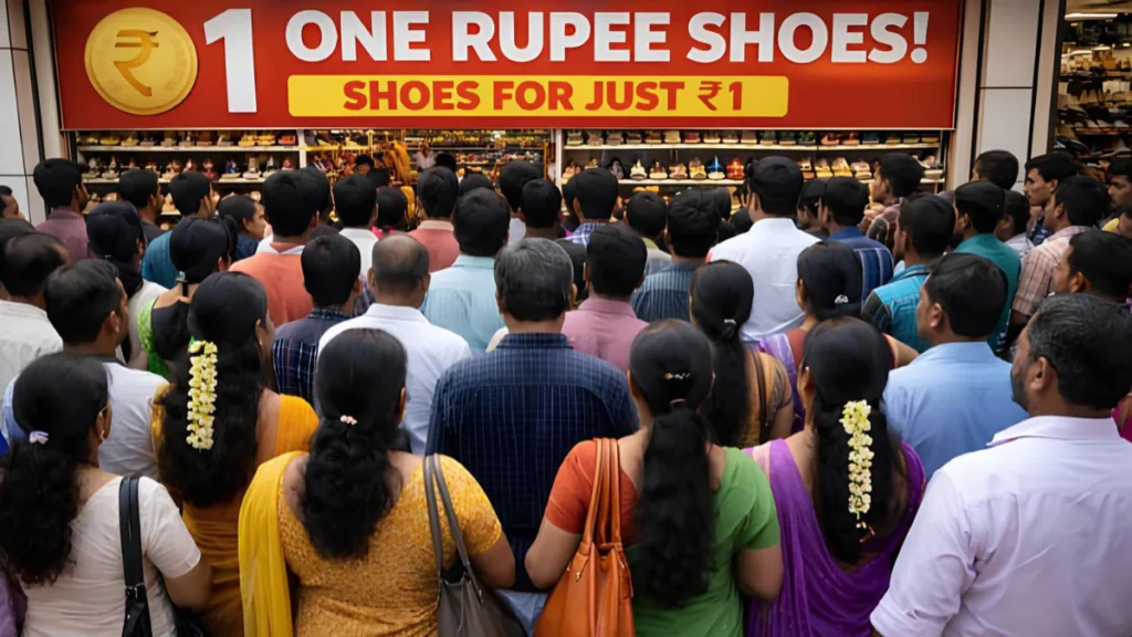 Rs 1 Shoe: হার মেনেছে চৈত্র সেল, একজোড়া জুতোর দাম ১ টাকা! ভিড় হাঠাতে লাঠিচার্জ পুলিশের 2 Rs 1 Shoe Crowd at shoe store promotion event
