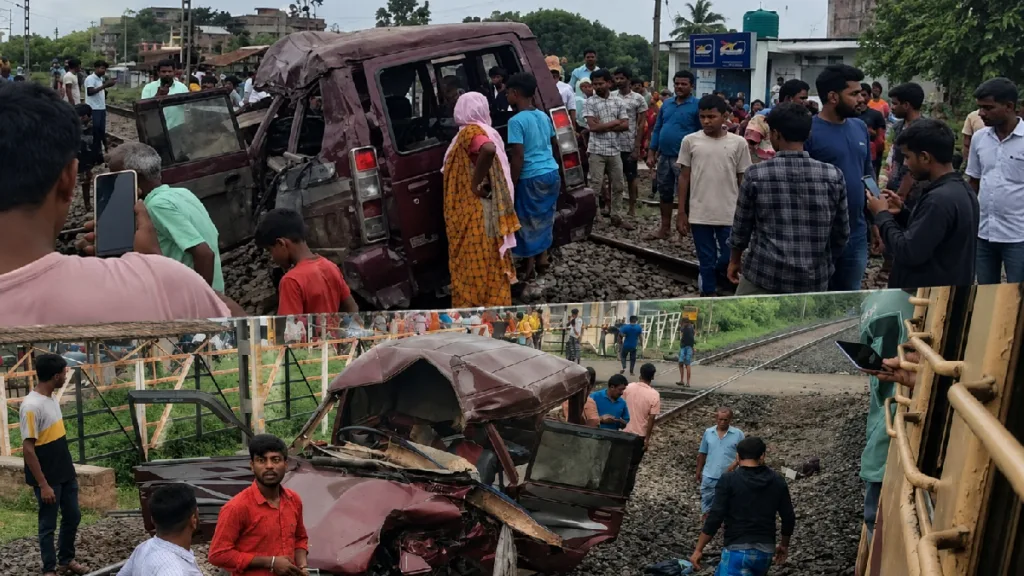 খোলা রেলগেট পেরোতেই সর্বনাশ, ট্রেনের ধাক্কা স্কুলগাড়িতে, মৃত তিন এবং আহত একাধিক স্কুলপড়ুয়া 1 Level Crossing Accident